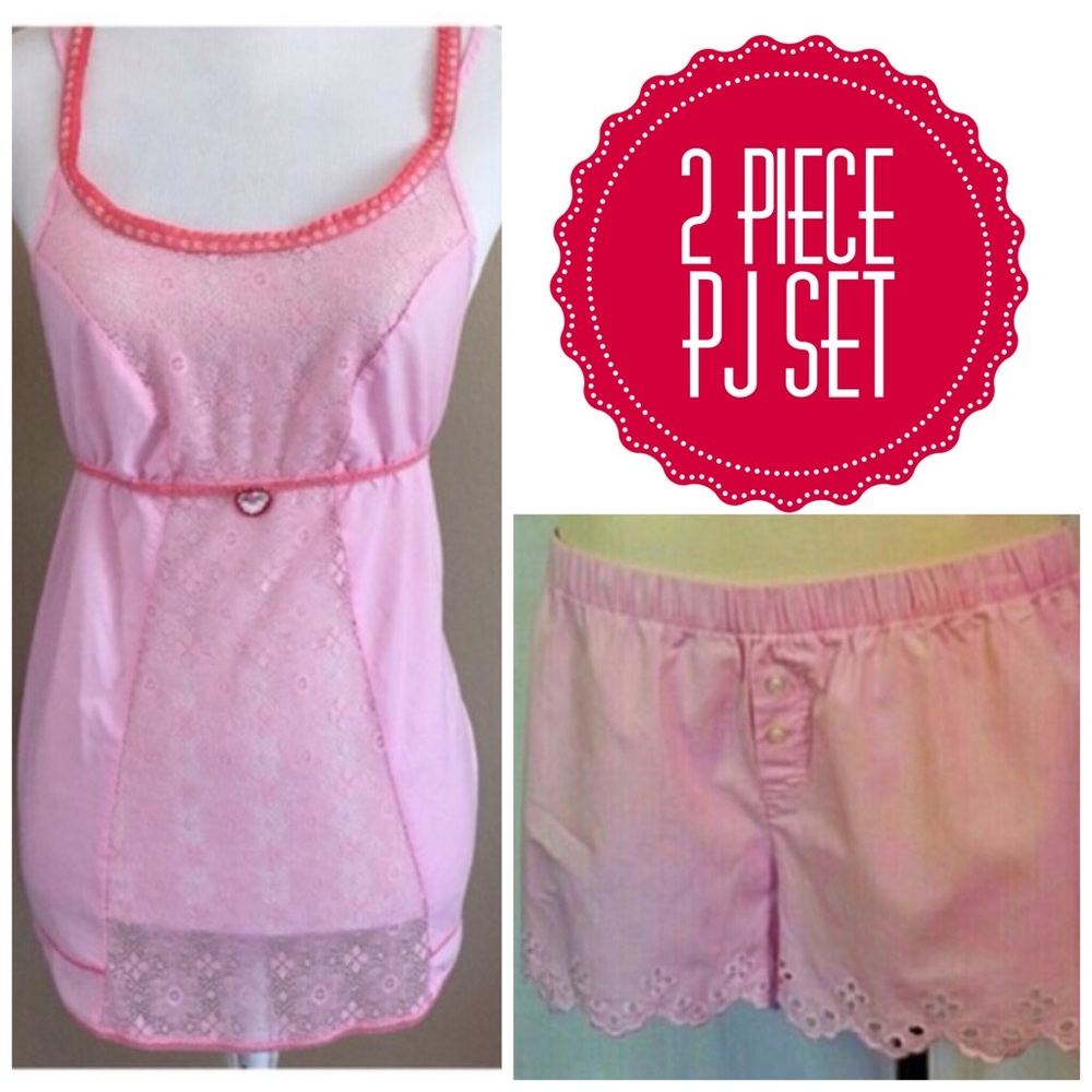 Victoria's Secret Pink Lace Cami 2PIECE PJ SET, M
